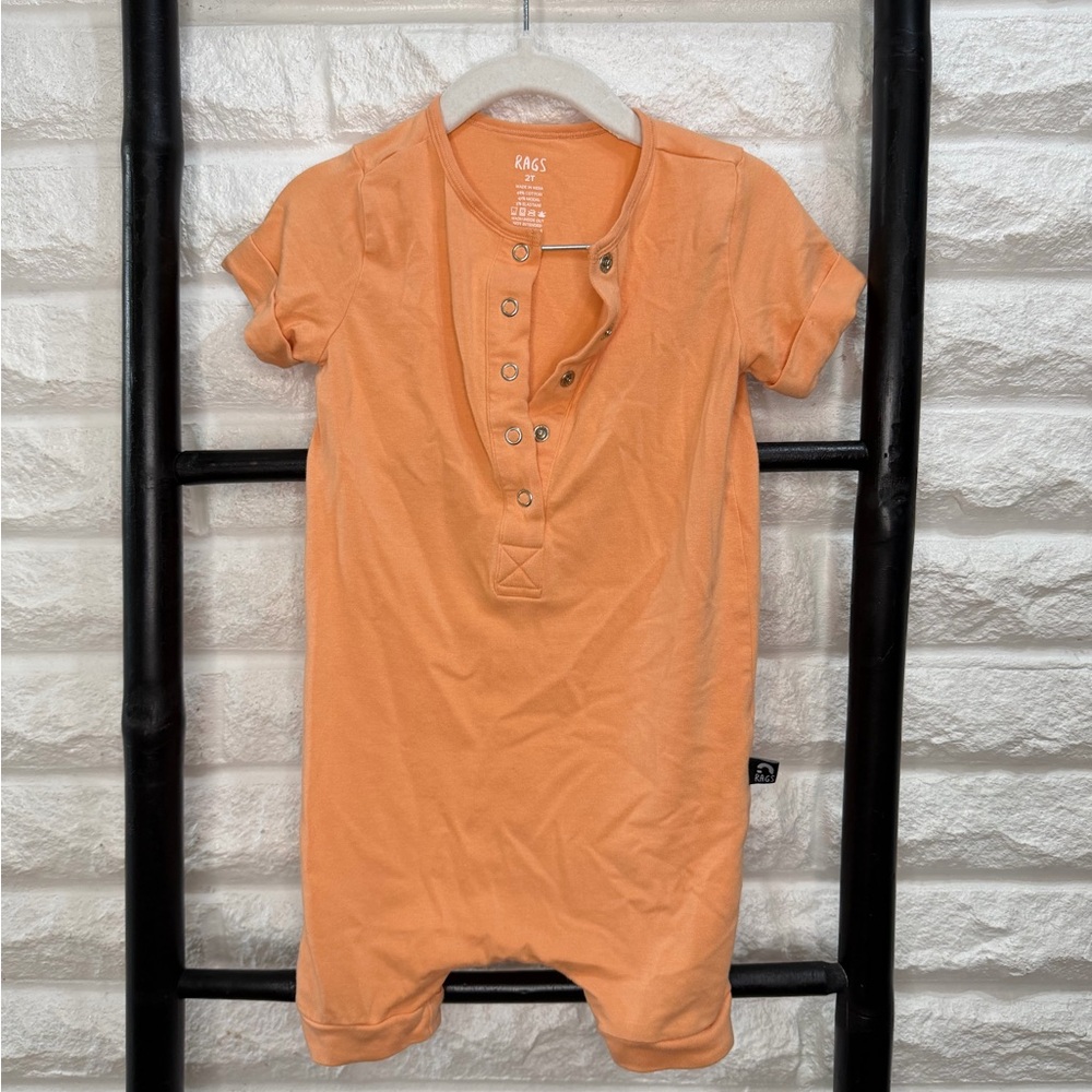 RAGS Orange Short-Sleeve Henley One-Piece for Kids